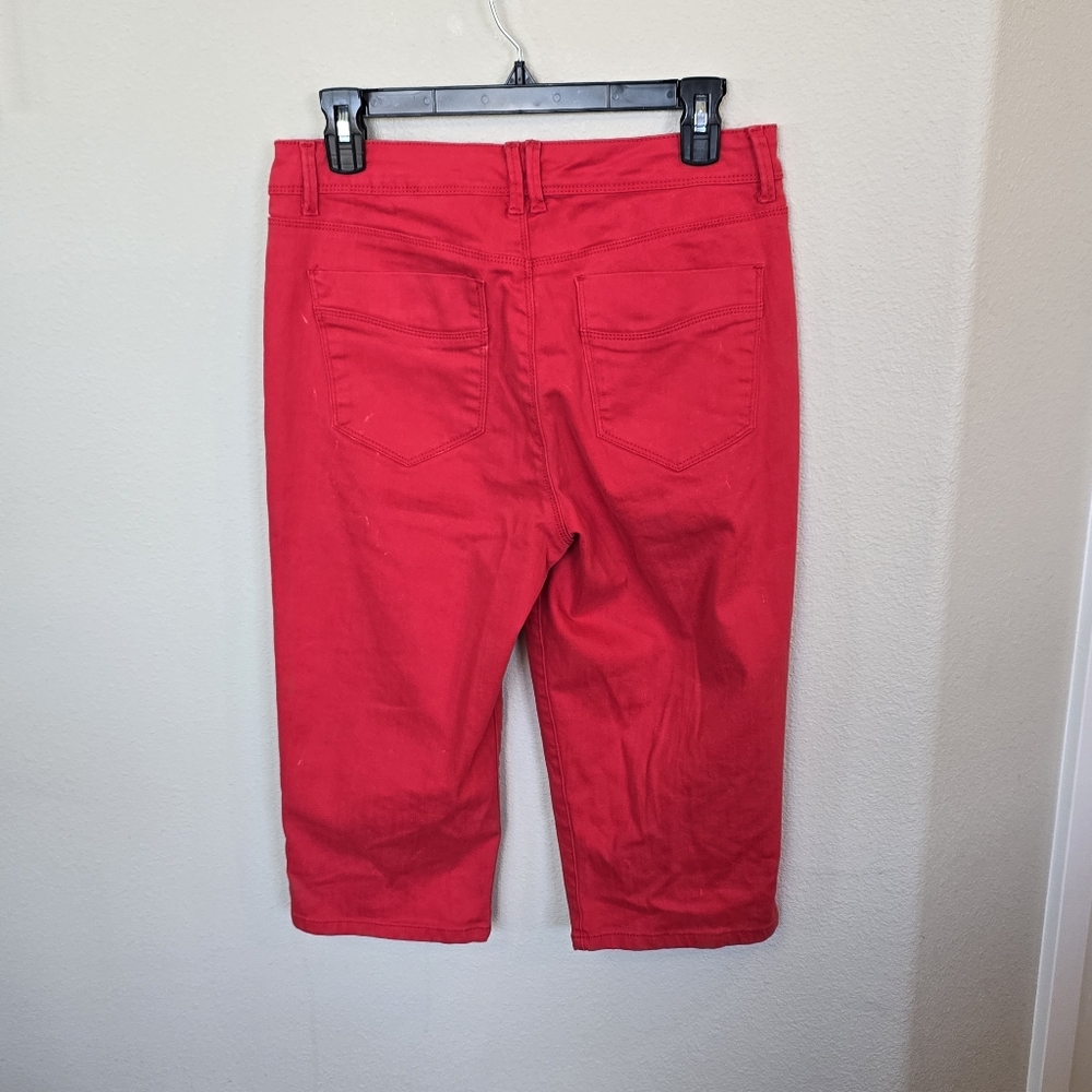 Gloria Vanderbilt Red Skimmer crop Stretch Capris Ankle Pants Womens 6 - Picture 11 of 14